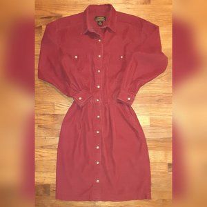 Vintage Eddie Bauer Red Corduroy Dress Size Small